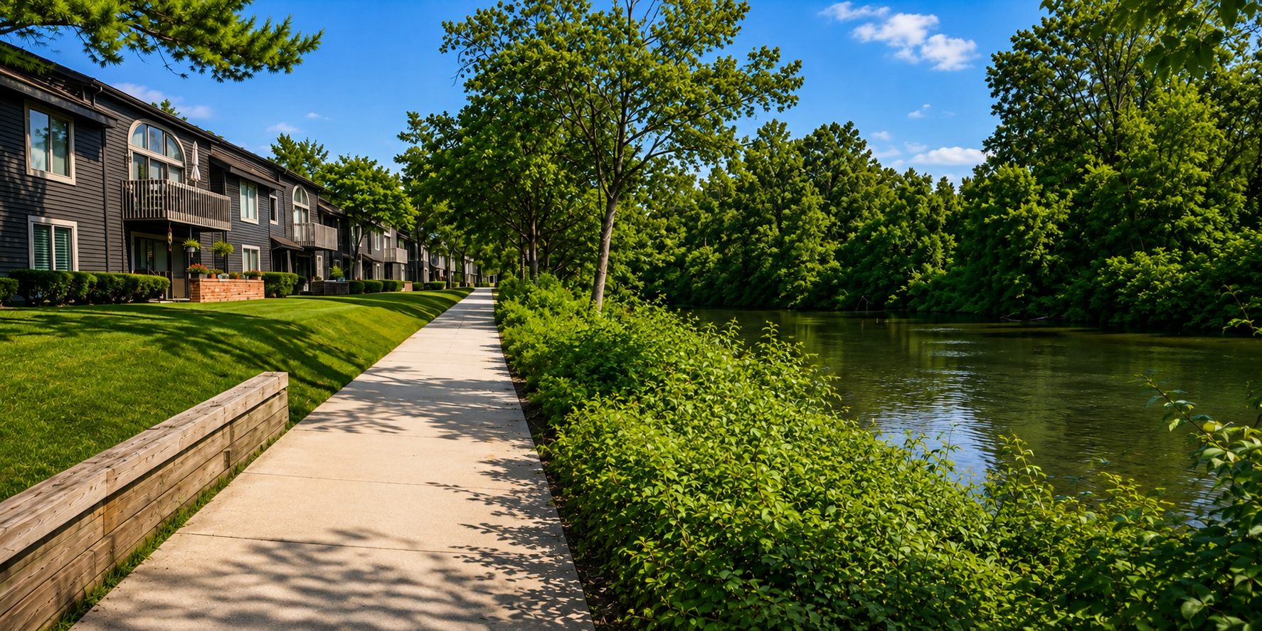 The actual walk, riverbank planting and Elkhart River, photographed together.